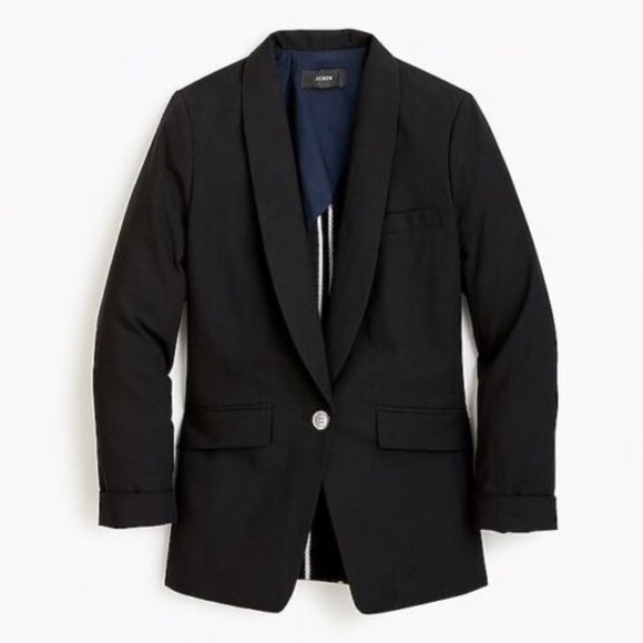 J. Crew Unstructured Cotton Linen Blazer Black Size 8